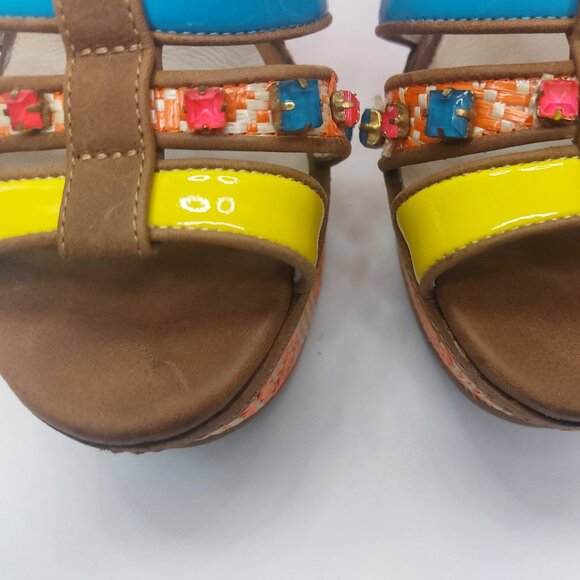 ALDO Multi Color Platform Wedge Sandals Women's Size US 6.5/ EUR 37 - Picture 3 of 11